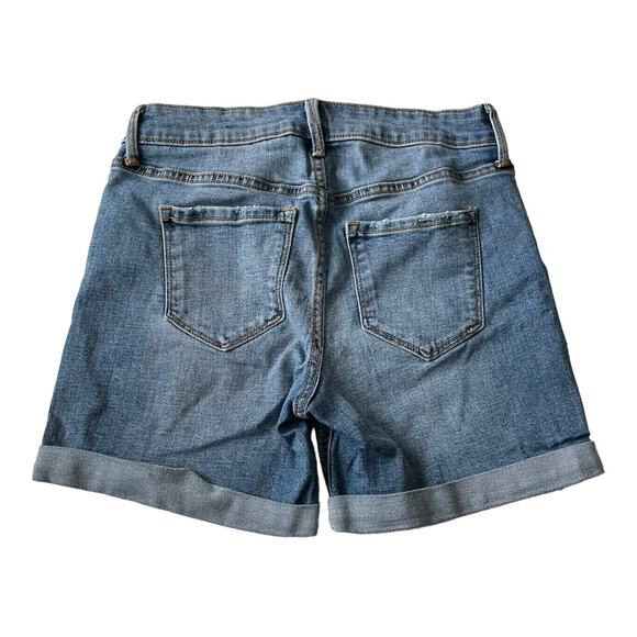 Old Navy Womens Size 0 Slim Midi Butt Liz Denim Jean Shorts Exposed Button Fly - Picture 2 of 10